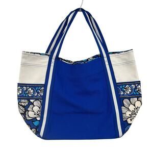 Vera Bradley Tote Blue Bayou Large Open Top Shoulder Bag Beach Travel Weekend